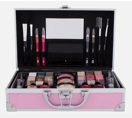 Rosa Kosmetikkoffer 90 Grad offen und Mehrzweck-Aluminium-Make-up-Kase für Reisen
